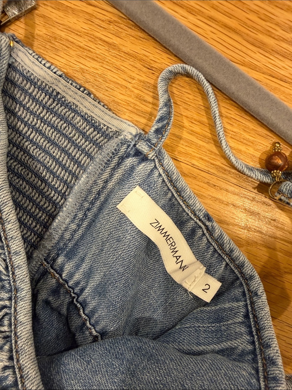 NWOT Zimmermann Light Blue Denim Midi Dress with Tie Straps, Size AU 2 = M - Picture 10 of 11